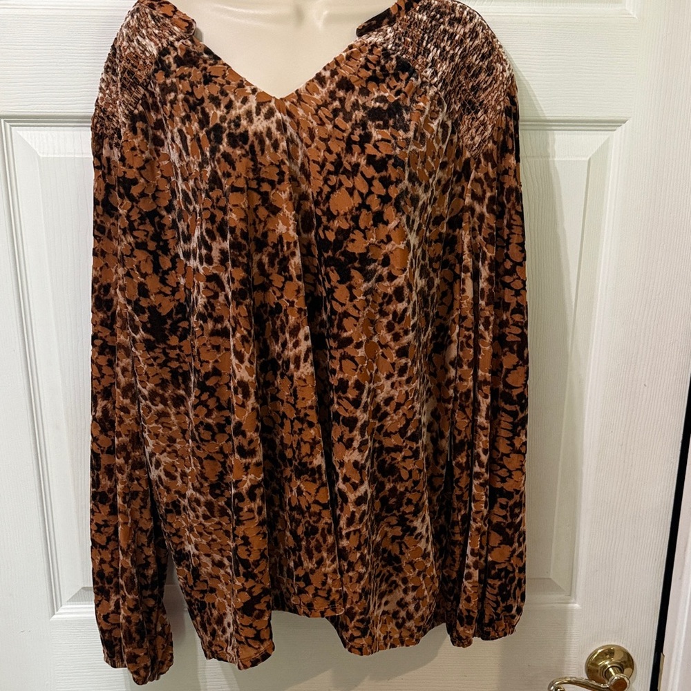 Westbound Brown Animal Print Blouse